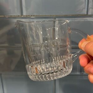 Anthropologie LAIT Coffee Creamer Glass Spout Pour Cup Ribbec French Cottage